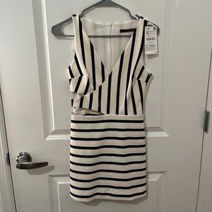 Zara Trafaluc White & Navy Striped Skort Romper Size XS NWT